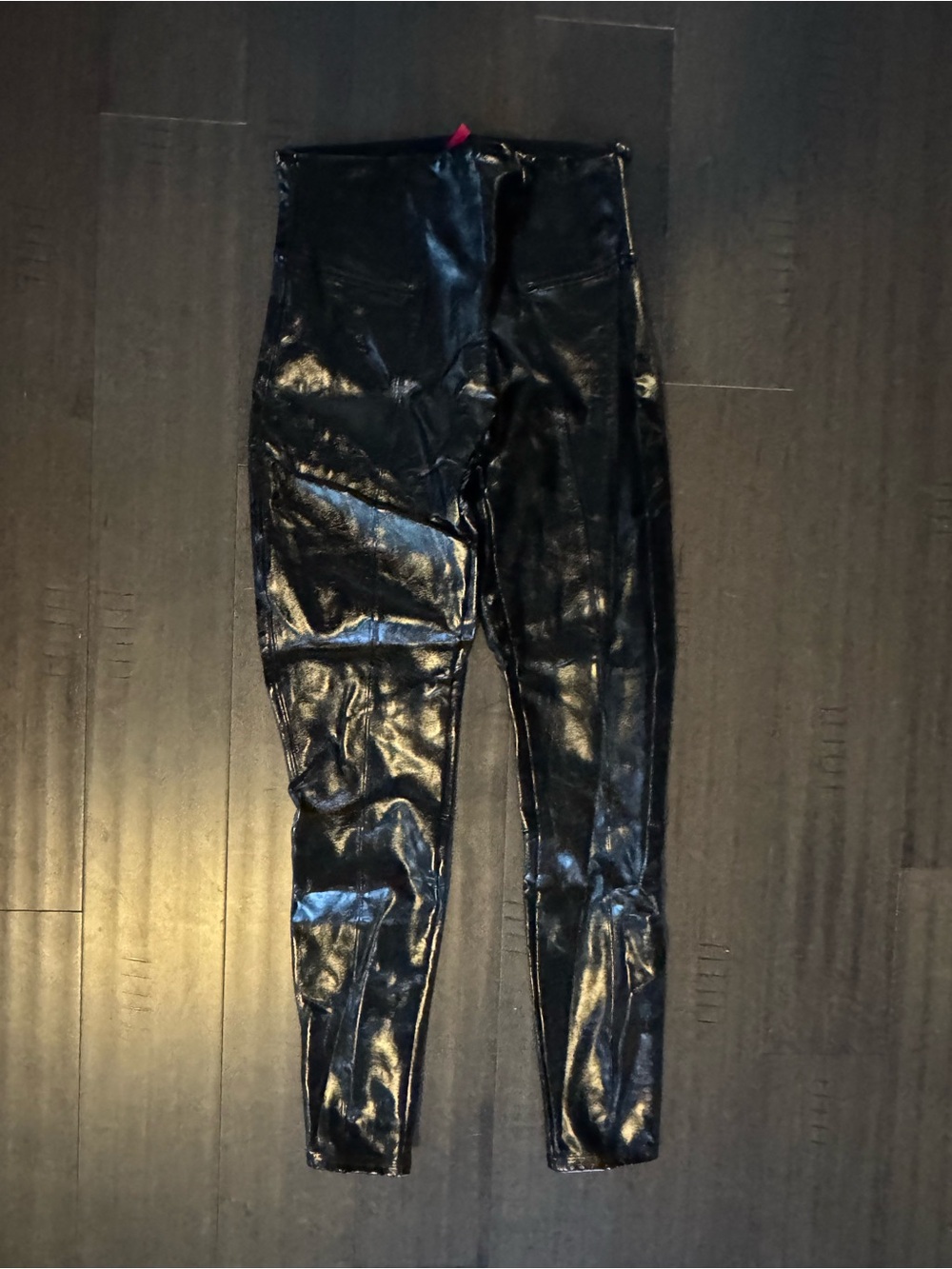 SPANX Black Patent Faux Leather High Rise Leggings Size M